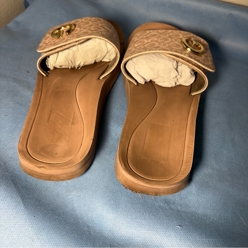 Source Unknown Pink Patterned Slide Sandals - image 8